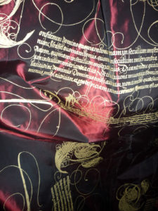Furnishing fabrics: silk printed with golden ornaments